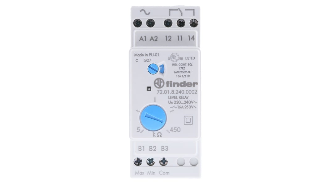 Finder Level Monitoring Relay, 1 Phase, SPDT, DIN Rail