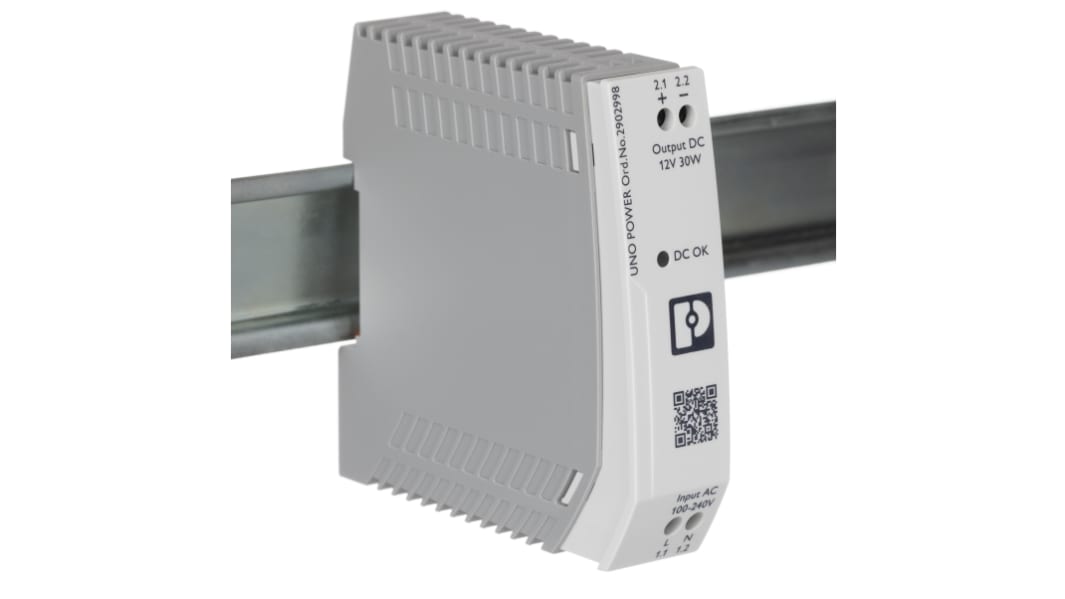 Phoenix Contact UNO-PS/1AC/12DC/ 30W DIN-Schienen Netzteil Getaktet 12V dc / 2.5A 30W 85 → 264V ac