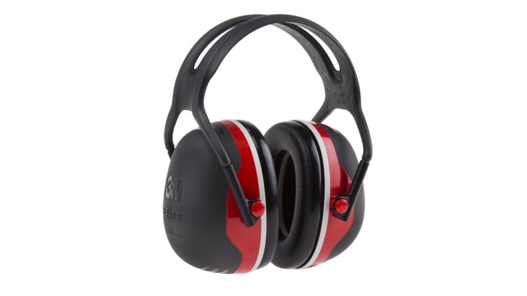 3M PELTOR X3A Ear Defender with Headband, 33dB, Black, Red