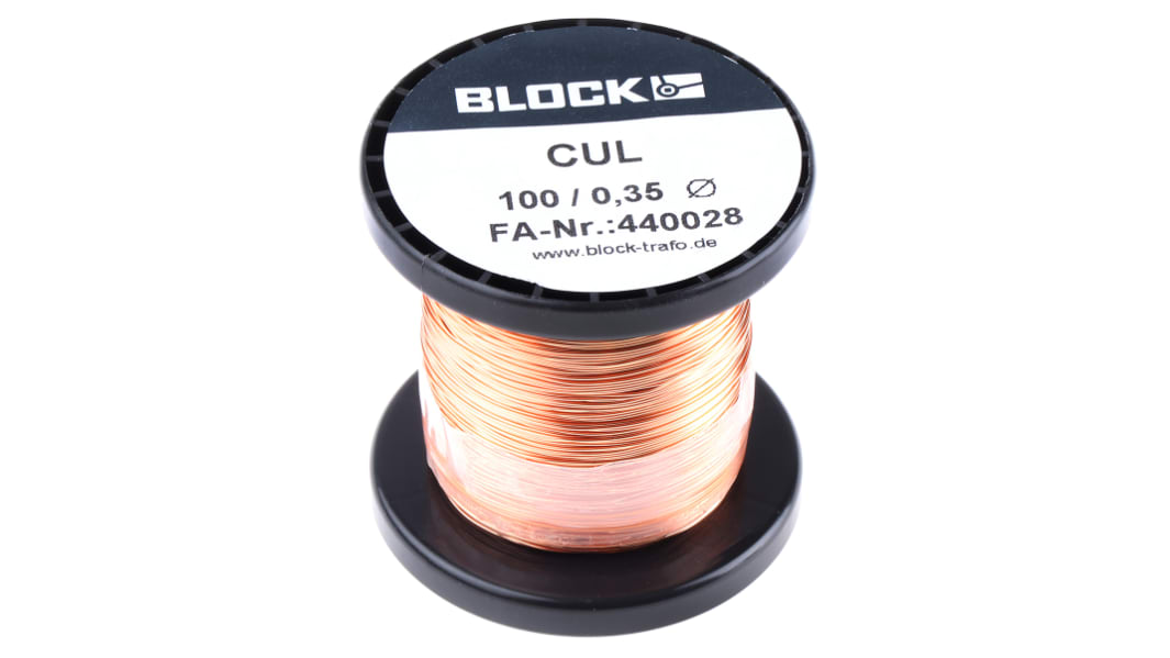 Block 0.35mm Enamelled Copper Wire, 27 AWG 87m Reel