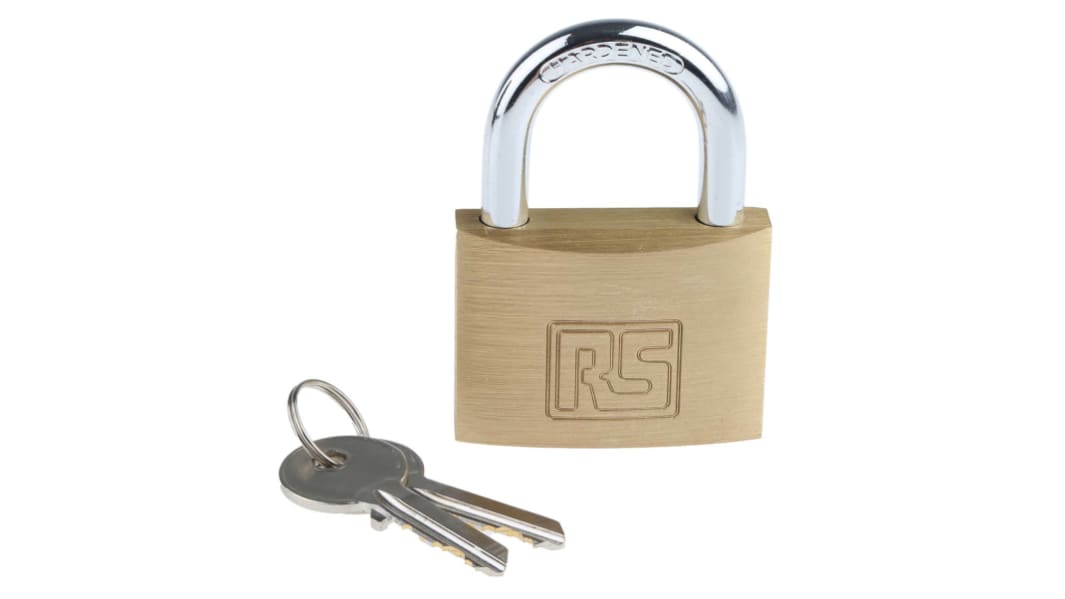 RS PRO Key Brass Padlock, 7mm Shackle, 50mm Body