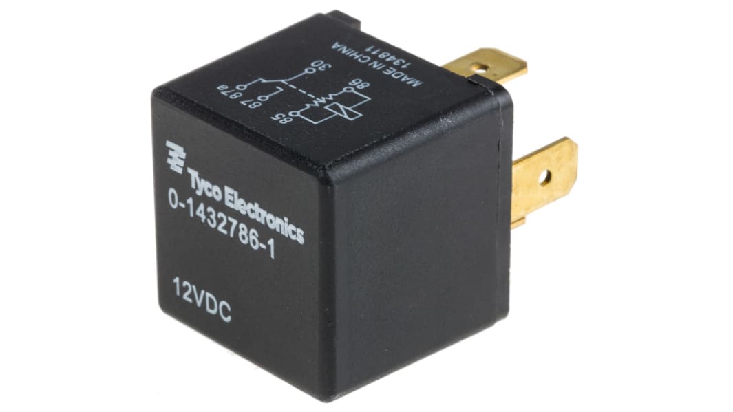 TE Connectivity Plug In Automotive Relay, 12V dc Coil Voltage, 30A Switching Current, SPDT