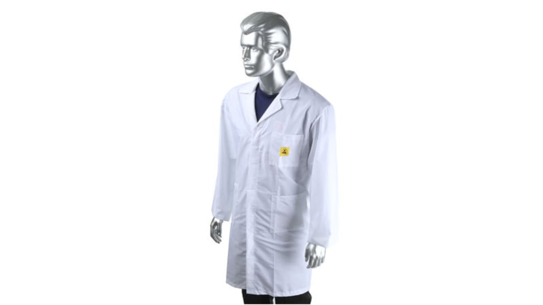 Camice da laboratorio Riutilizzabile RS PRO Unisex, tg. L, in Cotone, poliestere, bianco