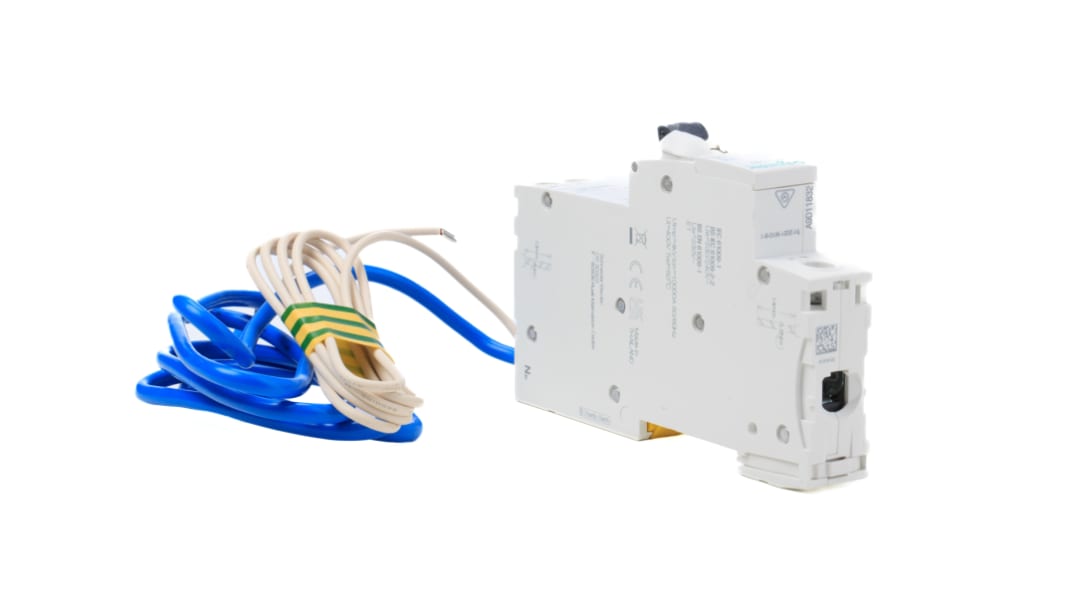 Schneider Electric RCBO, 20A Current Rating, 1P+N Poles, 30mA Trip Sensitivity, Type C, Acti 9 Range
