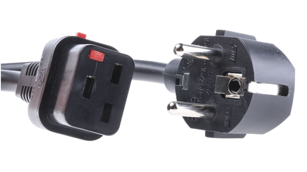 Schaffner Konfektioniertes Stromkabel, A IEC C19 / Buchse, B CEE 7/7 / Stecker, 16 A, 2m,  250 V