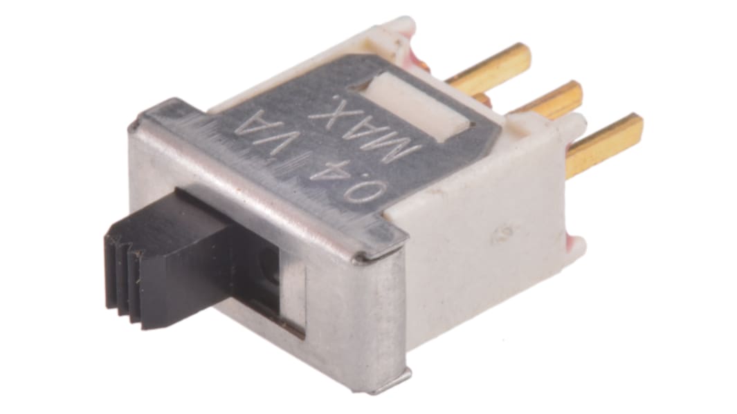 Commutateur à glissière, SPDT, Verrouillable, 400 mA @ 20 V, montage Traversant