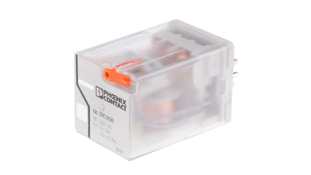 Phoenix Contact PCB Mount Power Relay, 230V ac Coil, 30A Switching Current, 3PDT