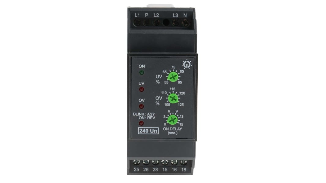 GIC Voltage Monitoring Relay, 1, 3 Phase, DPDT, DIN Rail