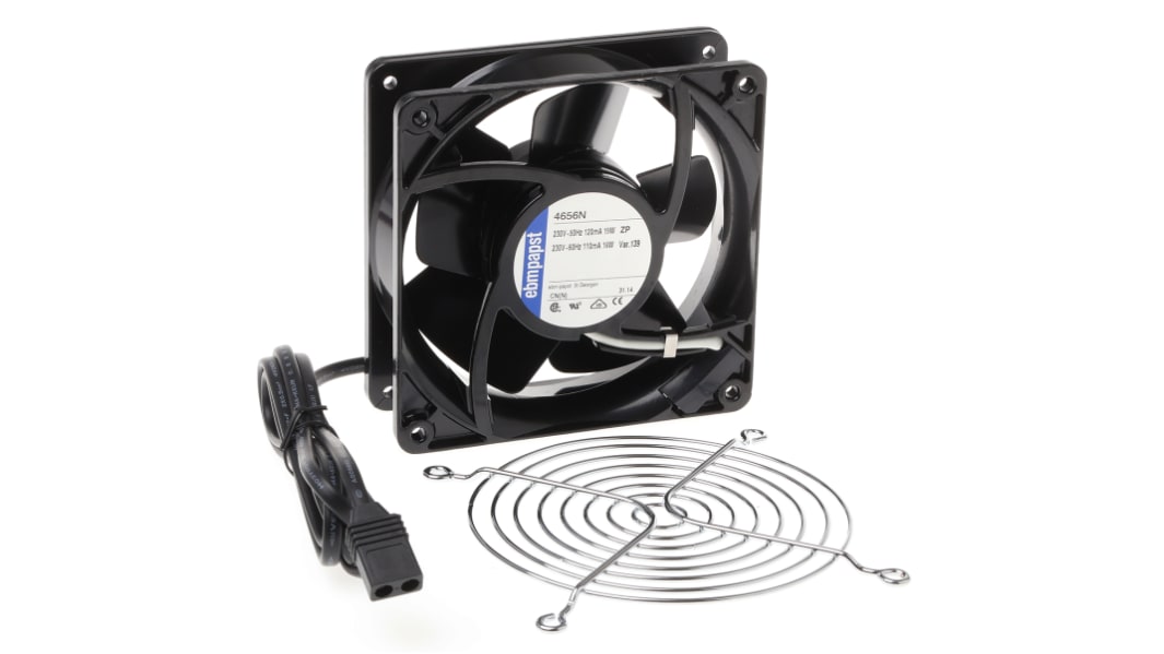 Kit de ventilateur axial 4000 N ebm-papst 230 V c.a., 160m³/h, 119 x 119 x 38mm, 19W