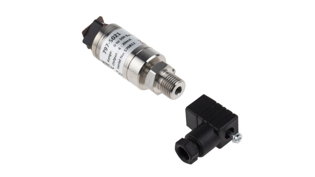 RS PRO Pressure Sensor, 0bar Min, 100bar Max, Current Output, Relative Reading