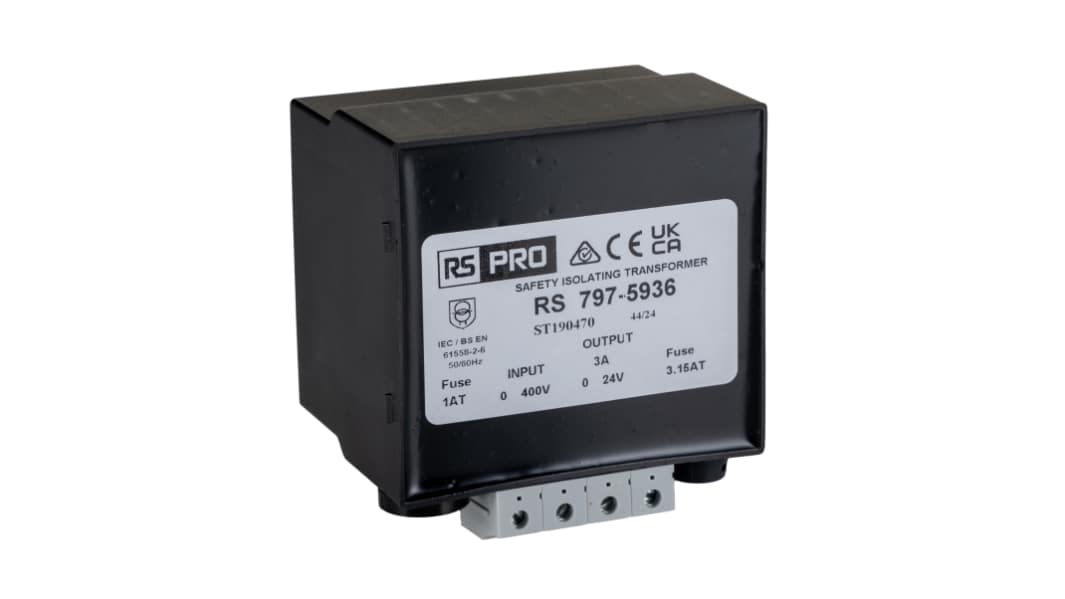 RS PRO 72VA DIN Rail Transformer, 400V ac Primary, 24V ac Secondary