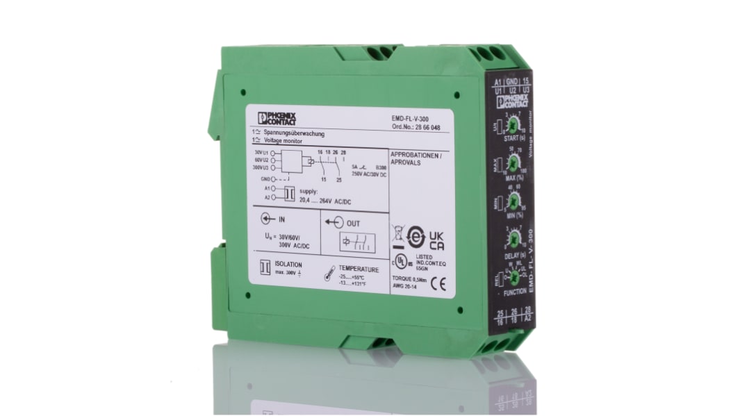 フエニックスコンタクト モニタリングリレー, DPDT, DINレール, 0 → 300V ac/dc, 2866048