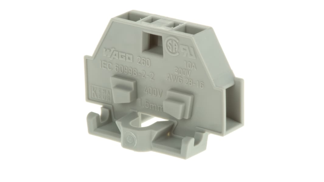 WAGO 260 Anschlussklemmenblock Einfach Grau, 1.5mm², 400 V / 18A, mit Käfigklemme