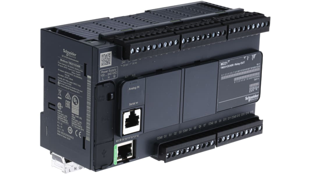 Schneider Electric Modicon M221 Logikcontroller, 24 Eing. Relais Ausg.Typ Diskret Eing.Typ 100 bis 240 V ac