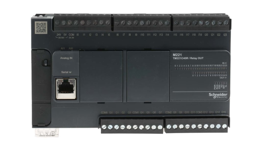 Controlador lógico Schneider Electric Modicon M221, 240 V, 24 entradas, 16 salidas tipo Digital