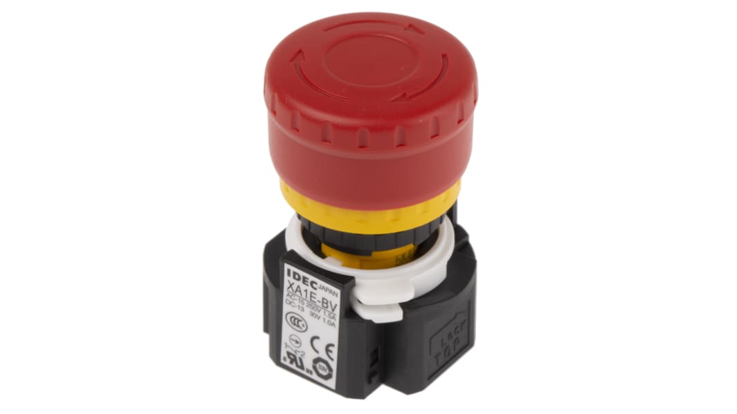 Seta de emergencia Idec, SPDT, montaje en panel, IP65
