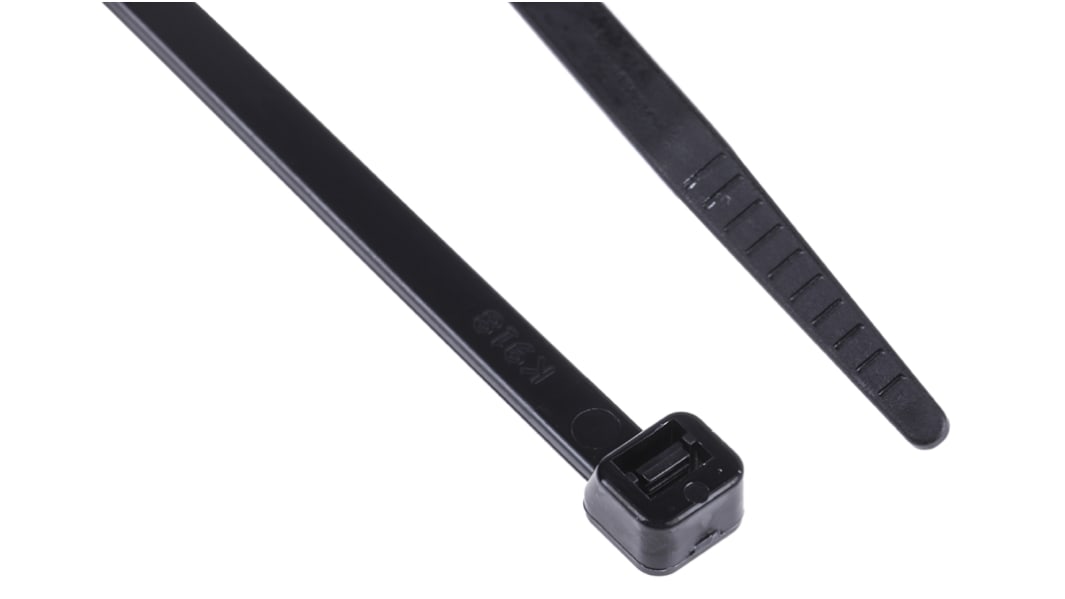 RS PRO Nylon 66 Kabelbinder Schwarz 4,8 mm x 250mm, 100 Stück