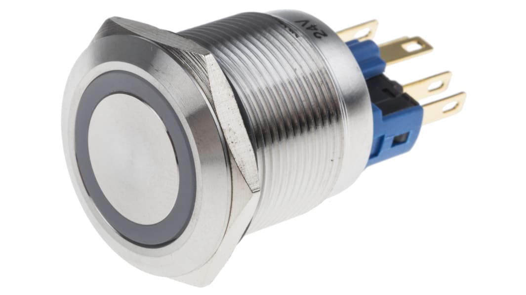 RS PRO Illuminated Push Button Switch, Latching, Panel Mount, 22mm Cutout, SPDT, White LED, 250V ac, IP65, IP67