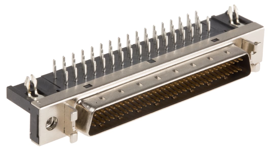 MH Connectors, Retvinklet SCSI konnektor, serie SCSI, 68-Polet Han, Hulmontering, 2.54mm Afstand, Lodde