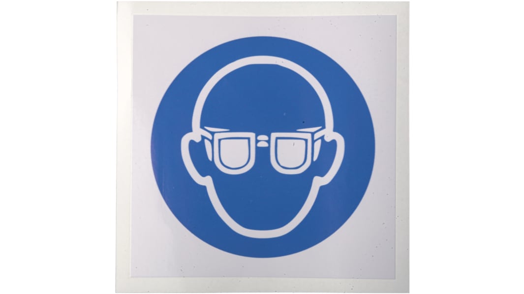 RS PRO Gebotszeichen mit Piktogramm: Augenschutz, Vinyl selbstklebend , B 100mm, H 100 mm