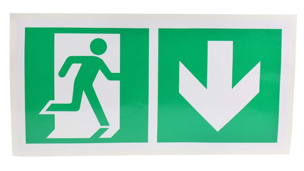 Vinyl Emergency Exit Down,  With Pictogram Only, Non-Illuminated Emergency Exit Sign