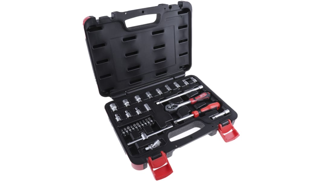 RS PRO 29-Piece Metric 1/4 in Standard Socket/Bit Set with Ratchet