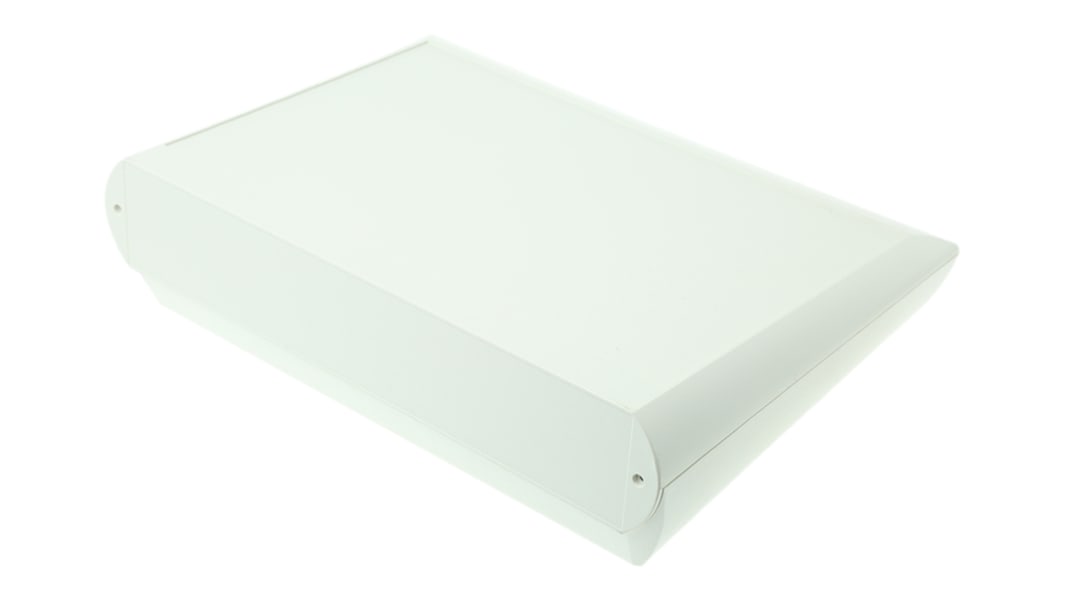 OKW Comtec Series White ABS Desktop Enclosure, Sloped Front, 290 x 200 x 76mm