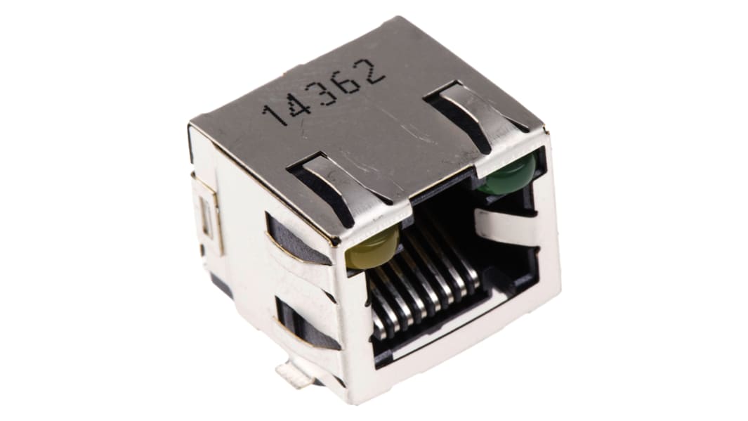 TE Connectivity 6339191 Series Female RJ45 Connector, PCB Mount, Cat5 Right Angle 1 Port 8 -Way