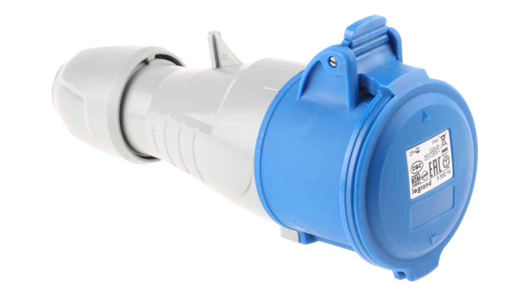 Legrand, P17 Tempra Pro IP44 Blue Cable Mount 2P + E Industrial Power Socket, Rated At 32A, 230 V