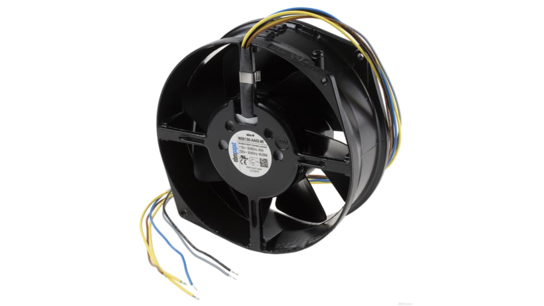 Ventilateur axial W2S130 ebm-papst 230 V c.a., 380m³/h, 172 x 55mm, 45W, Diamètre 172mm