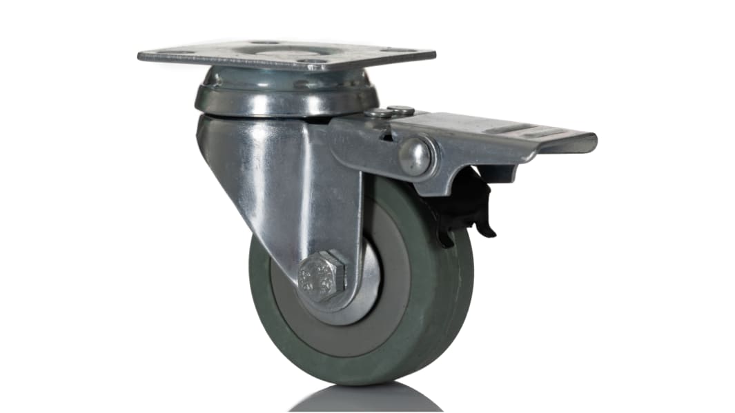 RS PRO Braked Swivel Castor Wheel, 50kg Capacity, 50mm Wheel
