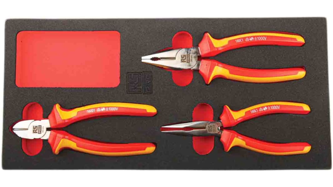 RS PRO Zangensatz 3 Stk. 250 mm Kombizange, Seitenschneider, Spitzzange