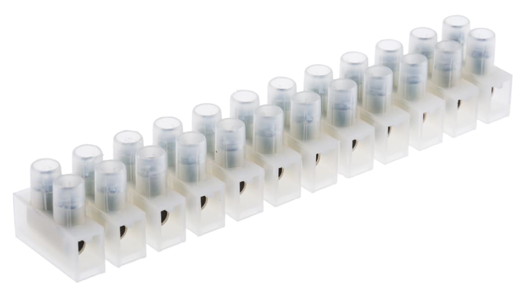 Clema RS PRO de 12 vías, para cable de 16 AWG, 17.5A, 450 V, Tornillo, de color Natural