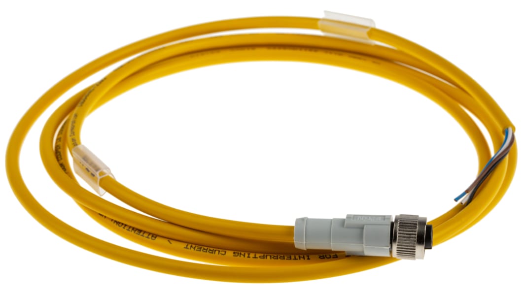 Eaton Straight Female 4 way M12 to Unterminated Sensor Actuator Cable, 2m