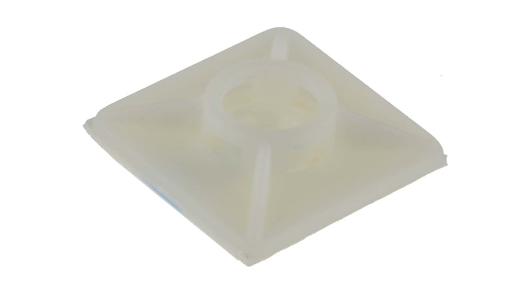 RS PRO Self Adhesive Natural Cable Tie Mount 26.3 mm x 26.3mm, 5mm Max. Cable Tie Width