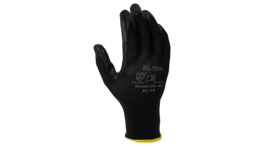 Gants de manutention RS PRO, Taille 10, XL, Manutention générale, 12 Paires, Noir