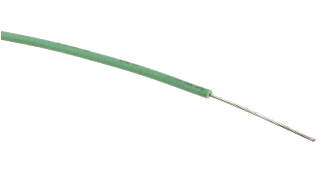 RS PRO Green 0.08mm² Hook Up Wire, 28 AWG, 7/0.12 mm, 100m, MPPE Insulation