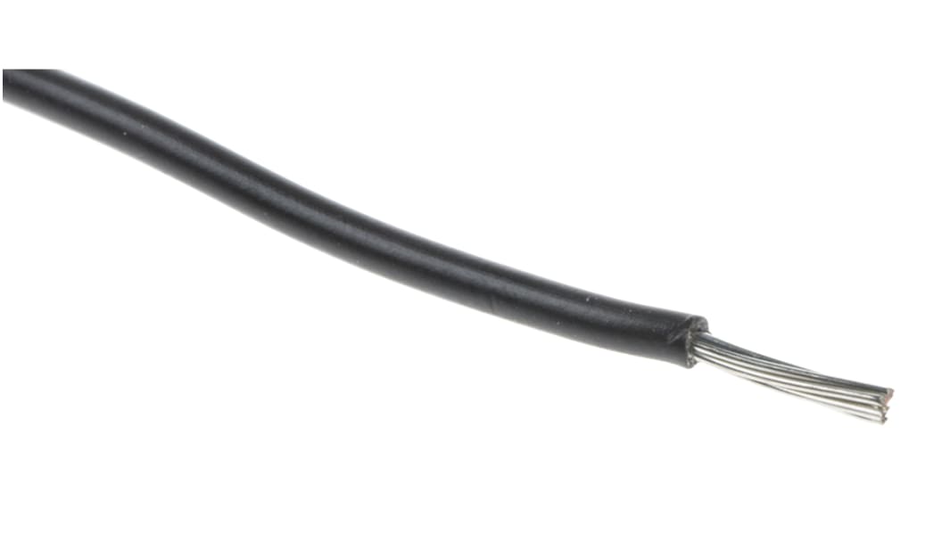 RS PRO Black 0.08mm² Hook Up Wire, 28 AWG, 7/0.12 mm, 100m, PVC Insulation