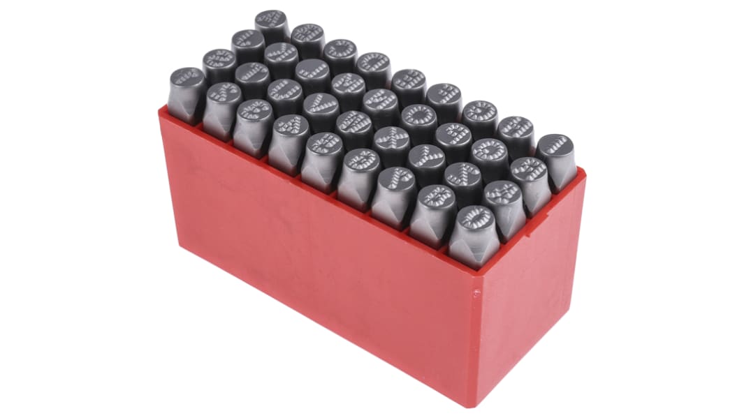 RS PRO 8mm x 36 Piece Engraving Letter Punch Set, (27 Pieces x Capital A → Z English Letter Dot Steel Stamp, 9