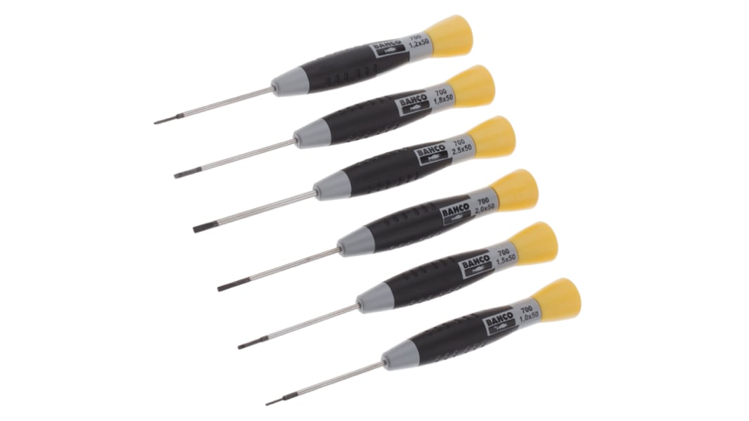 Bahco Slotted Precision Screwdriver Set, 6-Piece