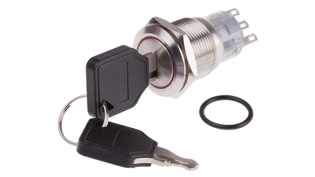 Interruptor de llave, IP40, SPDT, 5 A, 3 vías, -20 → +55°C