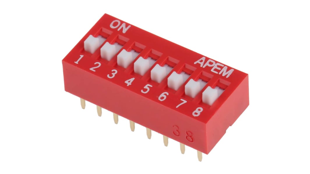 Commutateur DIP, DIP, 8 voies , 25 mA, montage Traversant