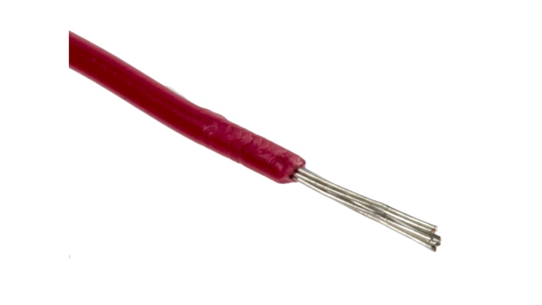 RS PRO Red 0.08mm² Hook Up Wire, 28 AWG, 7/0.12 mm, 100m, XLPVC Insulation