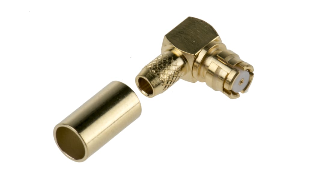 RS PRO, Jack Cable Mount SMP Connector, 50Ω, Crimp (Outer), Solder (Inner) Termination, Right Angle Body