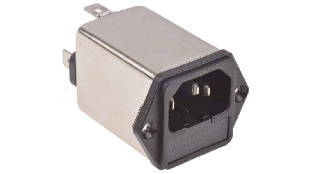 TE Connectivity 10A 250 V ac Han IEC filter, Flangemontering montering , Spadeformet