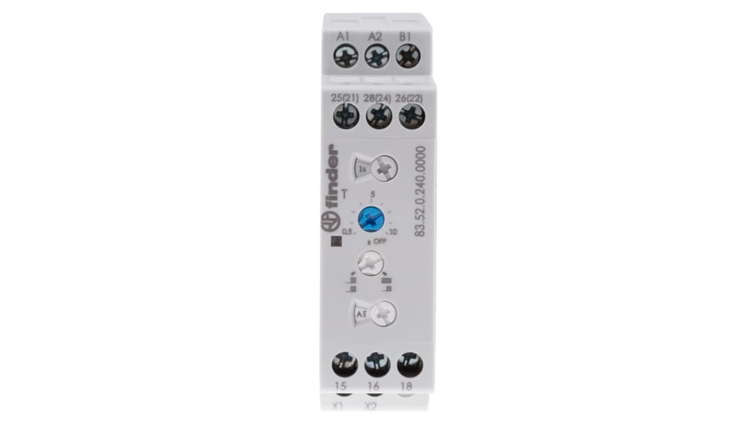 Timer Relay Finder, intervallo 0.05 s → 10Giorni, 2 poli, DPDT, Guida DIN