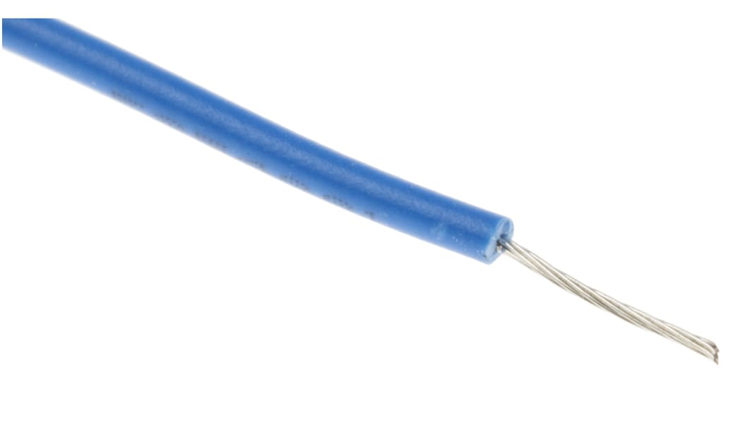 RS PRO Blue 0.08mm² Hook Up Wire, 28 AWG, 7/0.12 mm, 100m, PVC Insulation