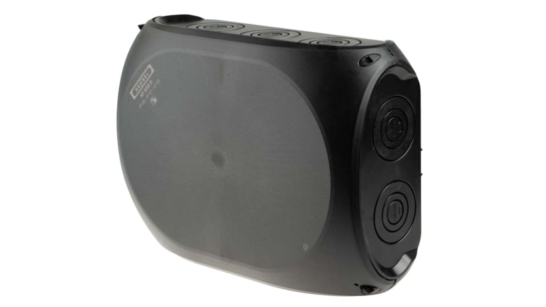 Caja de conexiones HENSEL KF5000B, 12, Policarbonato, Negro, 355mm, 255mm, 122mm, 355 x 255 x 122mm, Orificio ciego