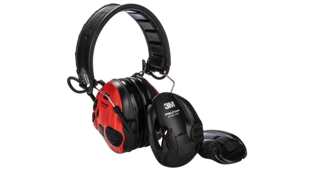 3M PELTOR SportTac Wired Electronic Ear Defenders with Headband, 26dB, Red