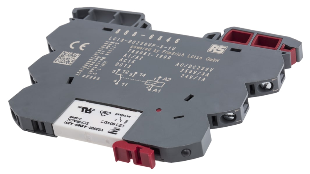 RS PRO Interface Relay, DIN Rail Mount, 230V ac/dc Coil, SPDT, 1-Pole